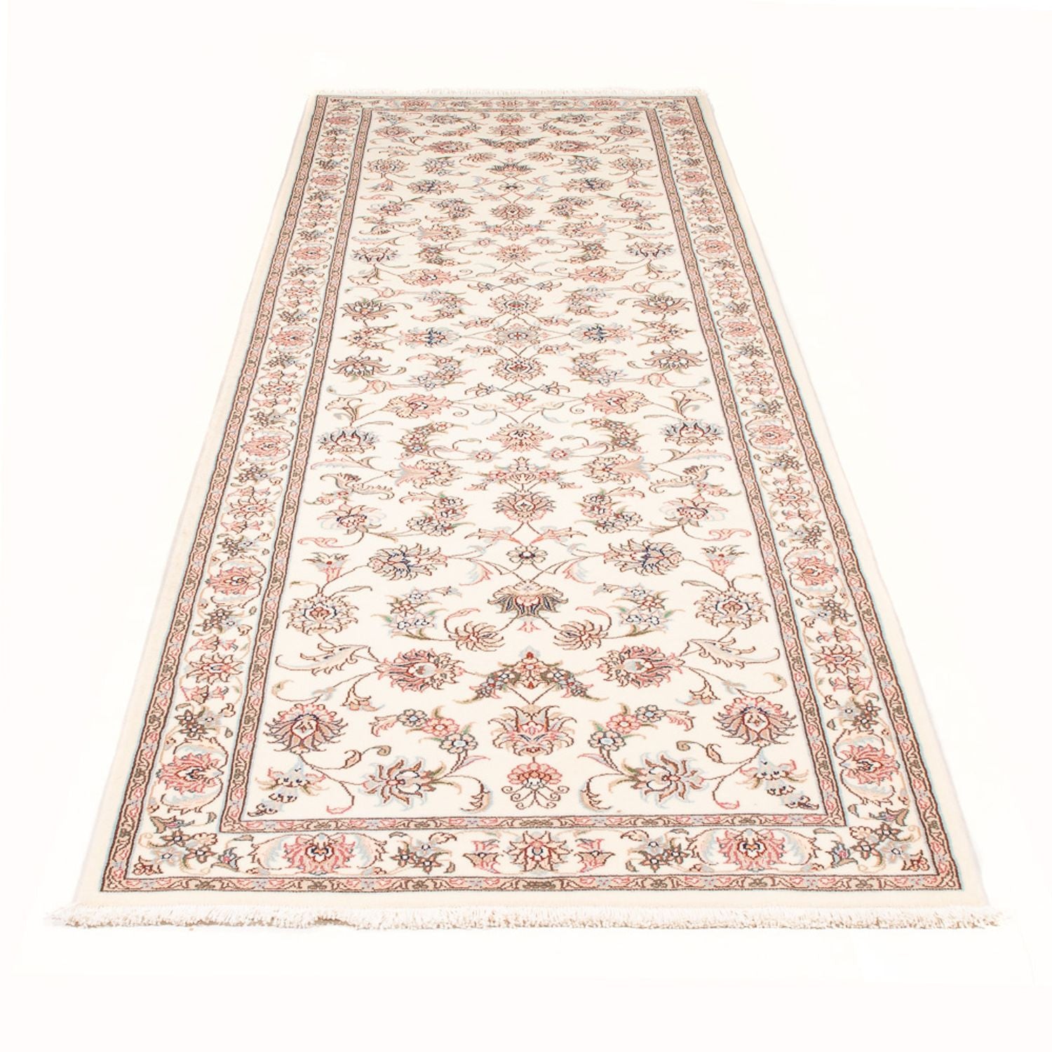 Alfombra de pasillo Alfombra Persa - Tabriz - Real - 298 x 91 cm - crema