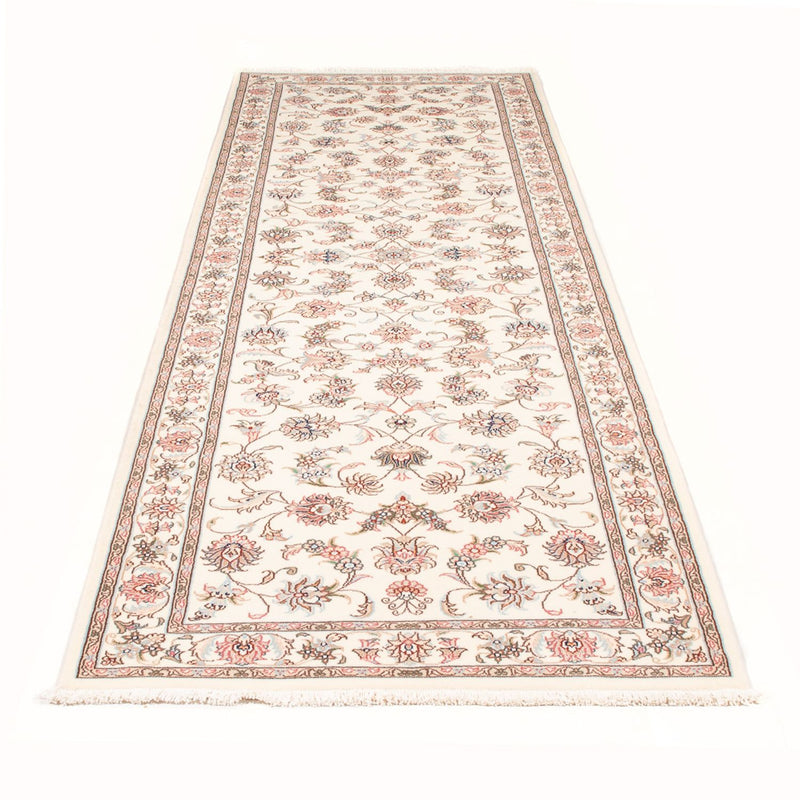 Alfombra de pasillo Alfombra Persa - Tabriz - Real - 298 x 91 cm - crema