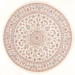 Alfombra Persa - Tabriz - Real redondo  - 202 x 196 cm - crema
