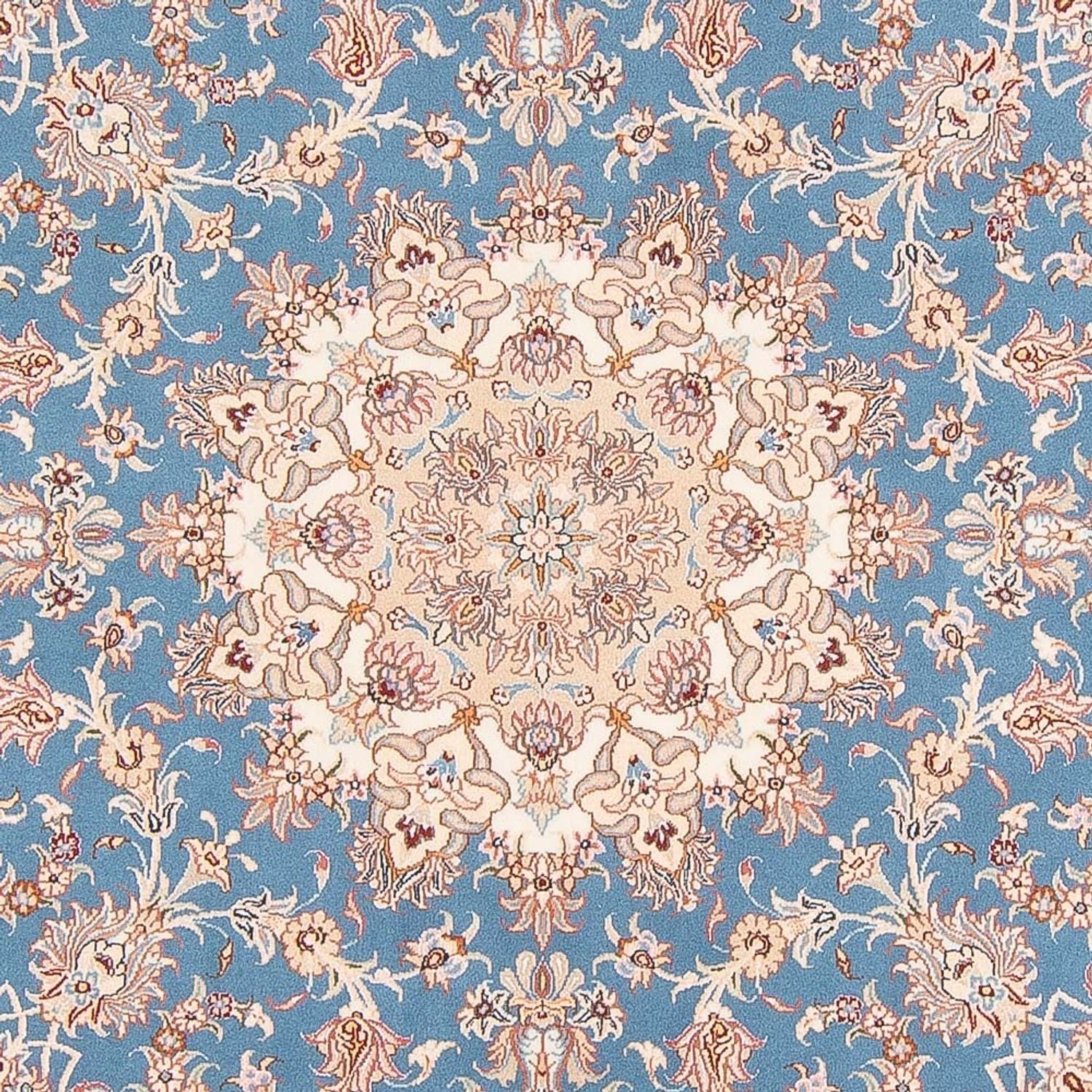 Alfombra Persa - Tabriz - Real redondo  - 200 x 200 cm - azul claro