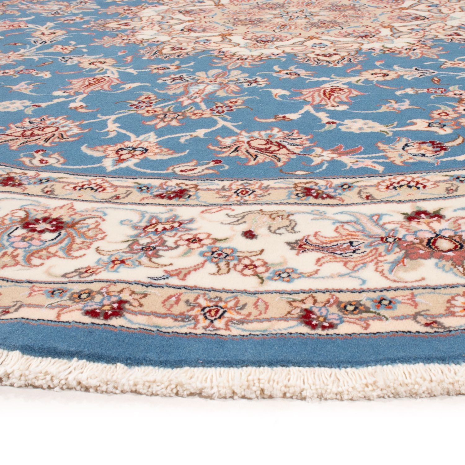 Alfombra Persa - Tabriz - Real redondo  - 200 x 200 cm - azul claro
