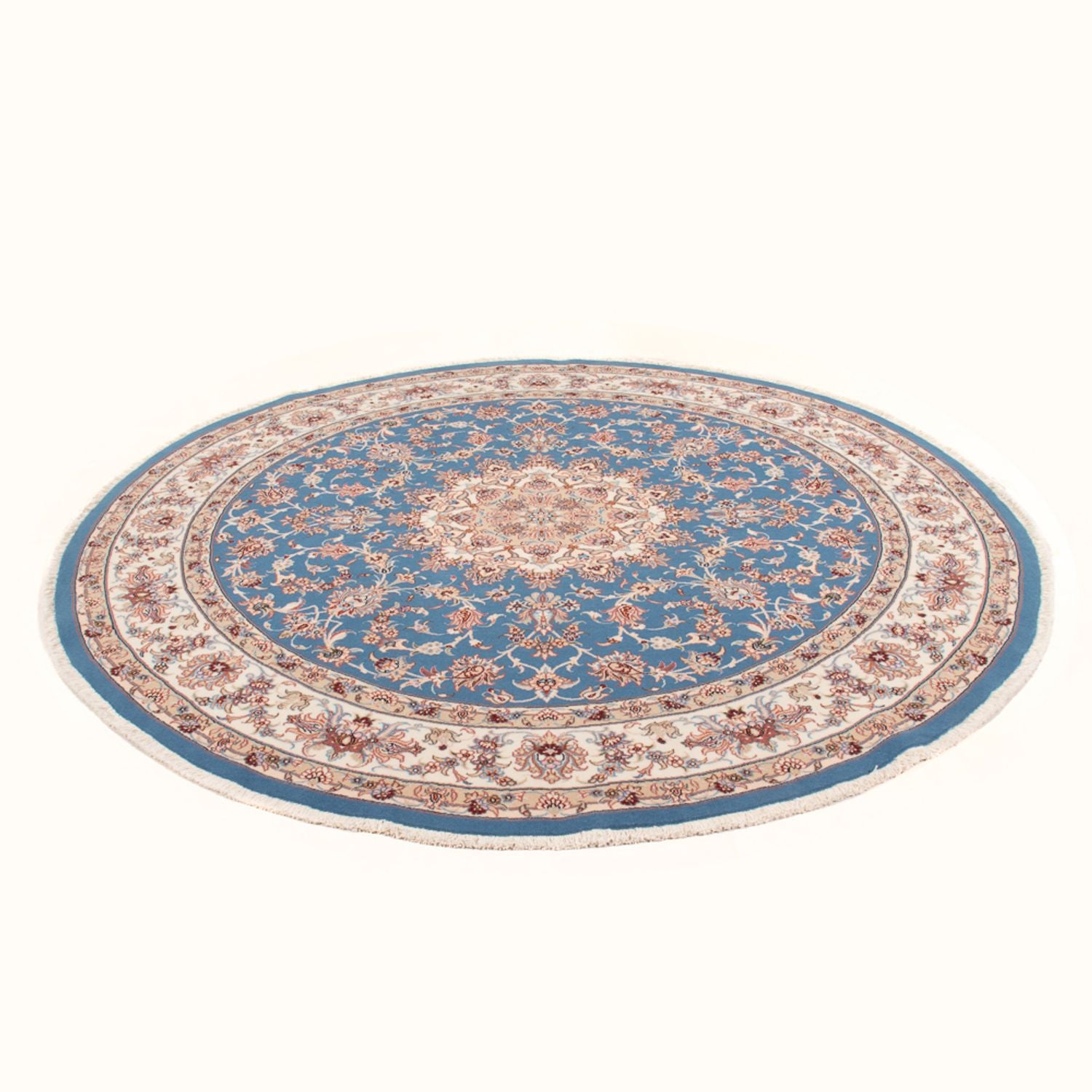 Alfombra Persa - Tabriz - Real redondo  - 200 x 200 cm - azul claro