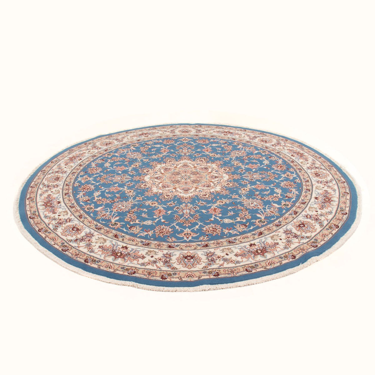 Alfombra Persa - Tabriz - Real redondo  - 200 x 200 cm - azul claro