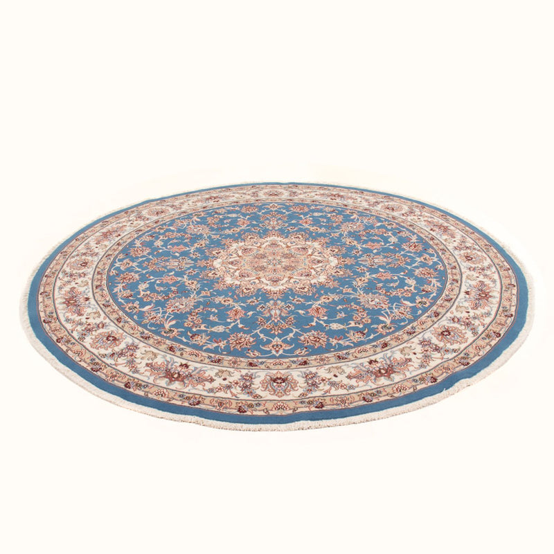 Alfombra Persa - Tabriz - Real redondo  - 200 x 200 cm - azul claro