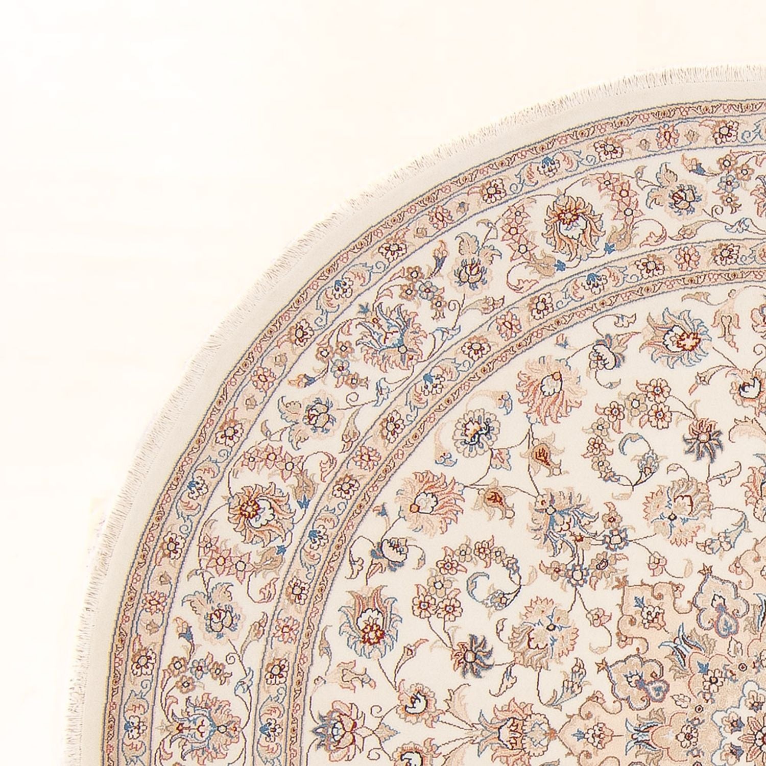 Alfombra Persa - Tabriz - Real redondo  - 199 x 197 cm - crema