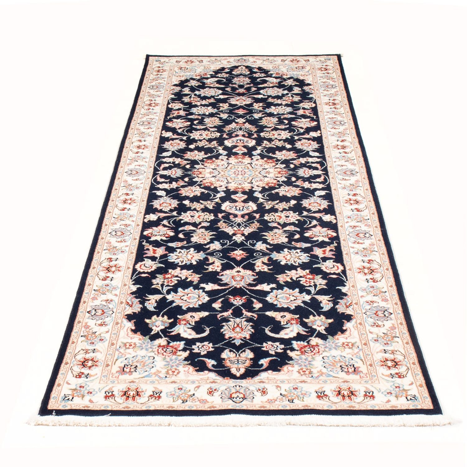 Alfombra de pasillo Alfombra Persa - Tabriz - Real - 251 x 80 cm - azul oscuro