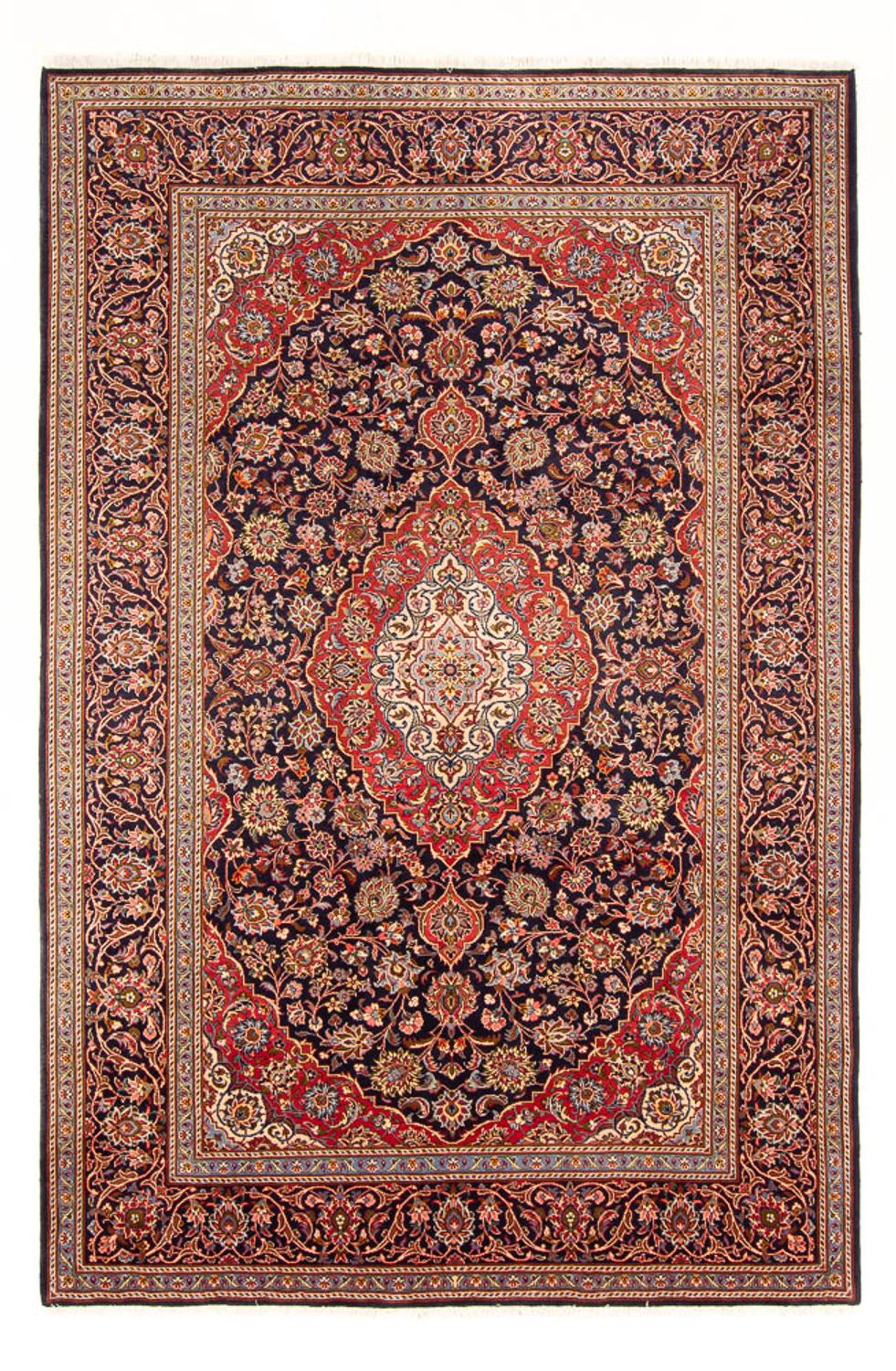 Alfombra persa - Keshan - 312 x 201 cm - azul oscuro