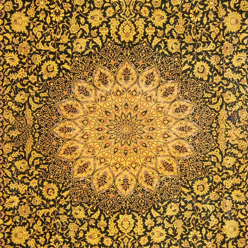 Alfombra de seda - Ghom Seda - Prima - 294 x 196 cm - verde oliva