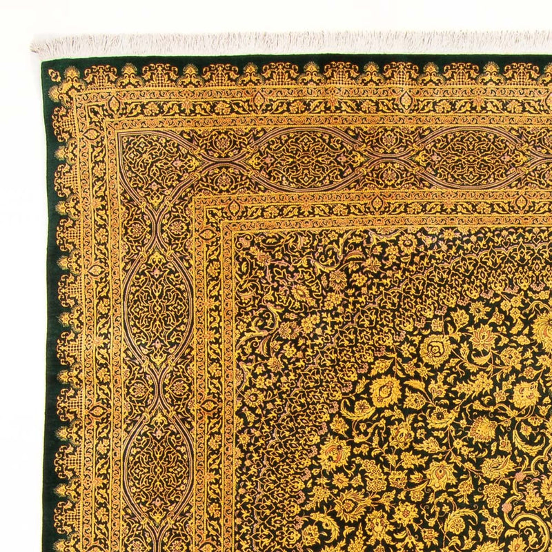 Alfombra de seda - Ghom Seda - Prima - 294 x 196 cm - verde oliva