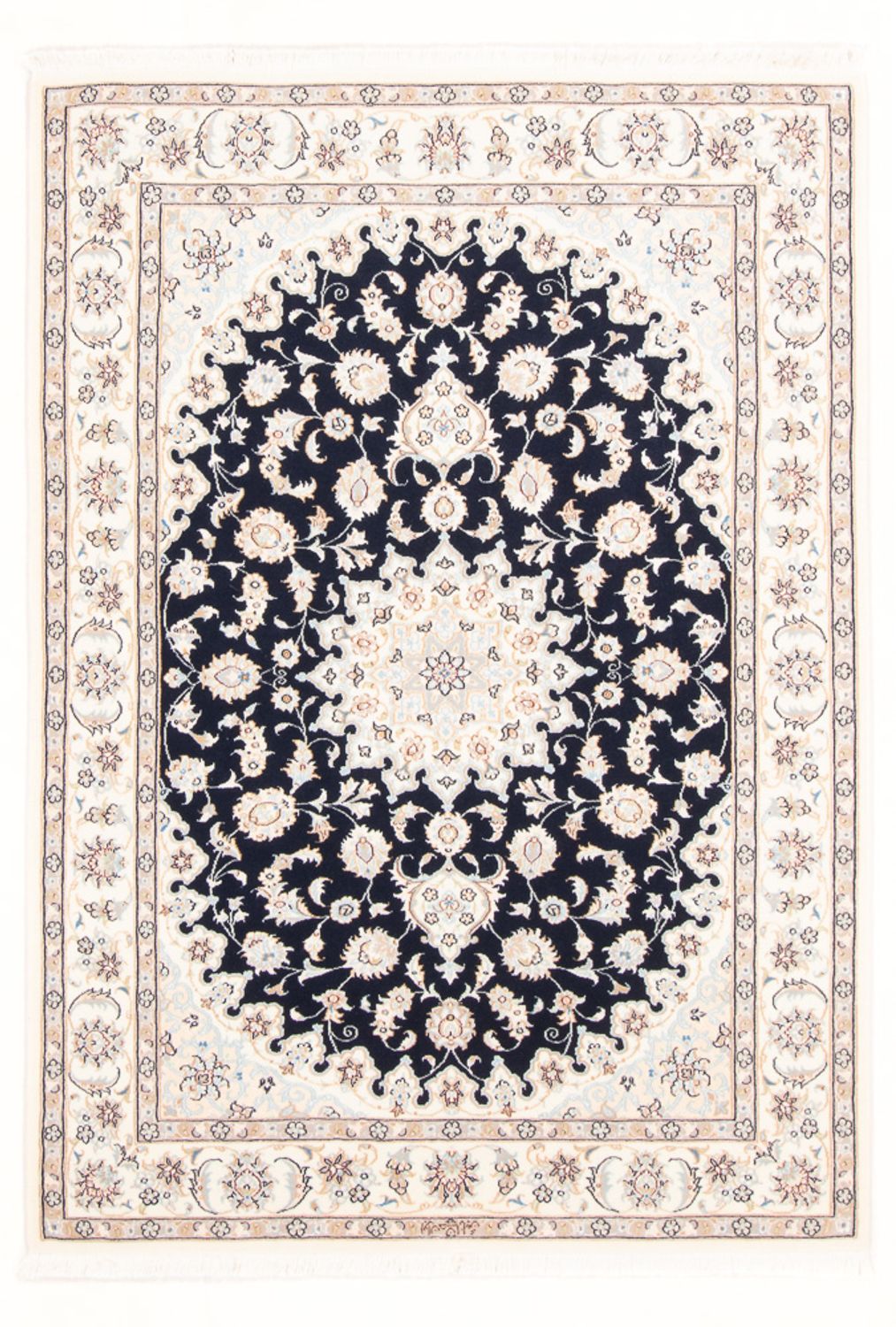 Alfombra Persa - Nain - Real - 173 x 118 cm - azul oscuro