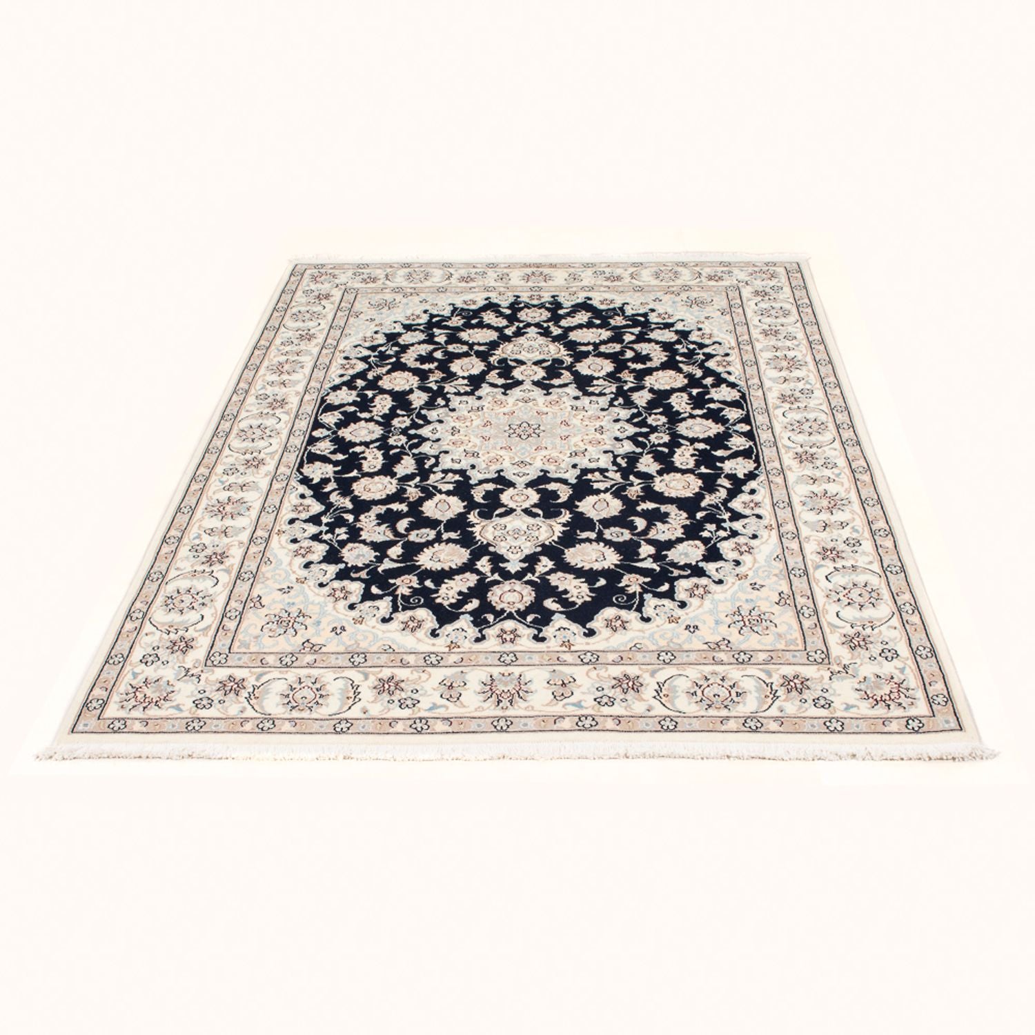 Alfombra Persa - Nain - Real - 173 x 121 cm - azul oscuro