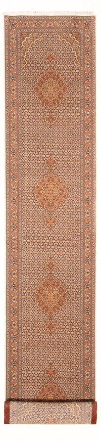 Alfombra de pasillo Alfombra Persa - Tabriz - Real - 407 x 78 cm - beige