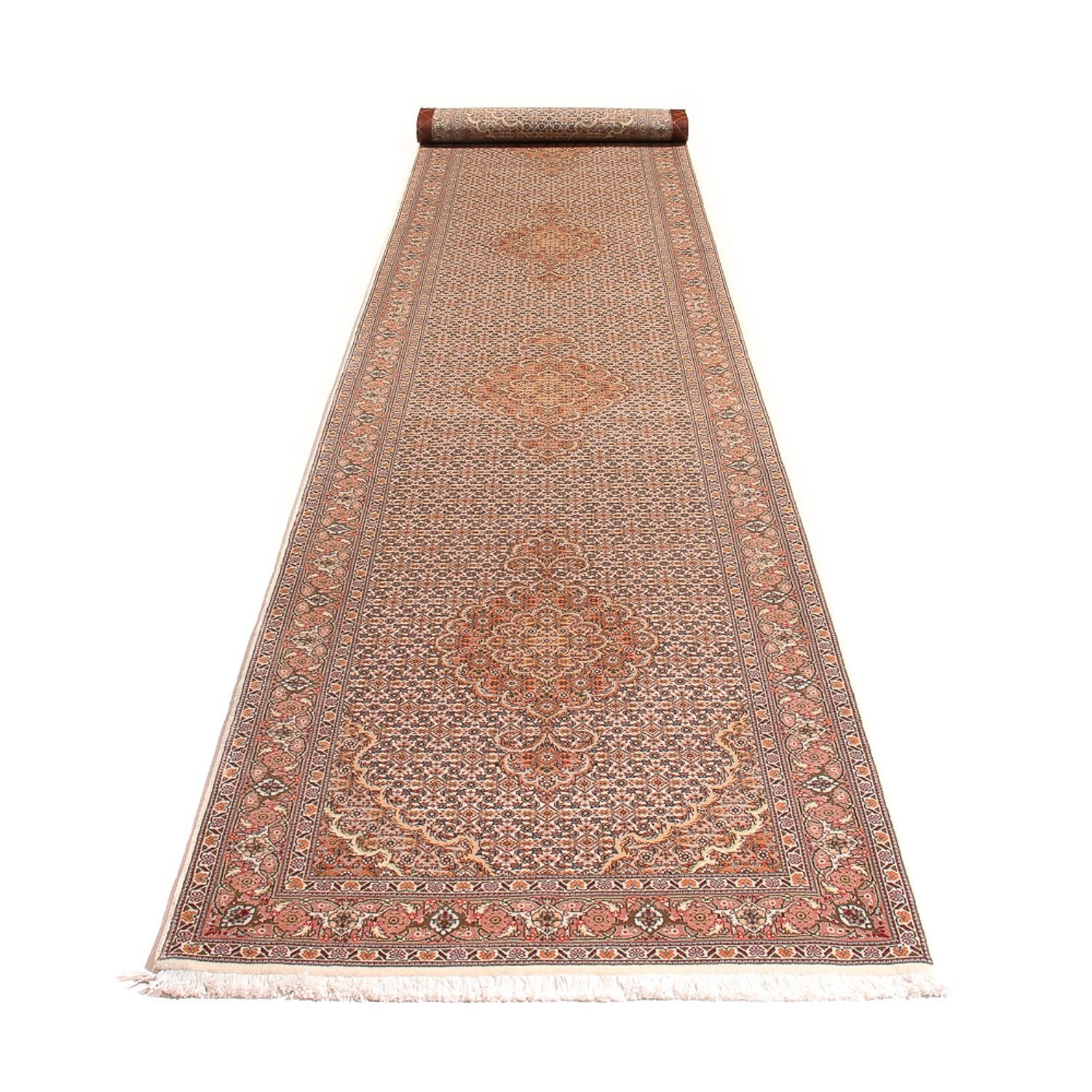 Alfombra de pasillo Alfombra Persa - Tabriz - Real - 407 x 78 cm - beige
