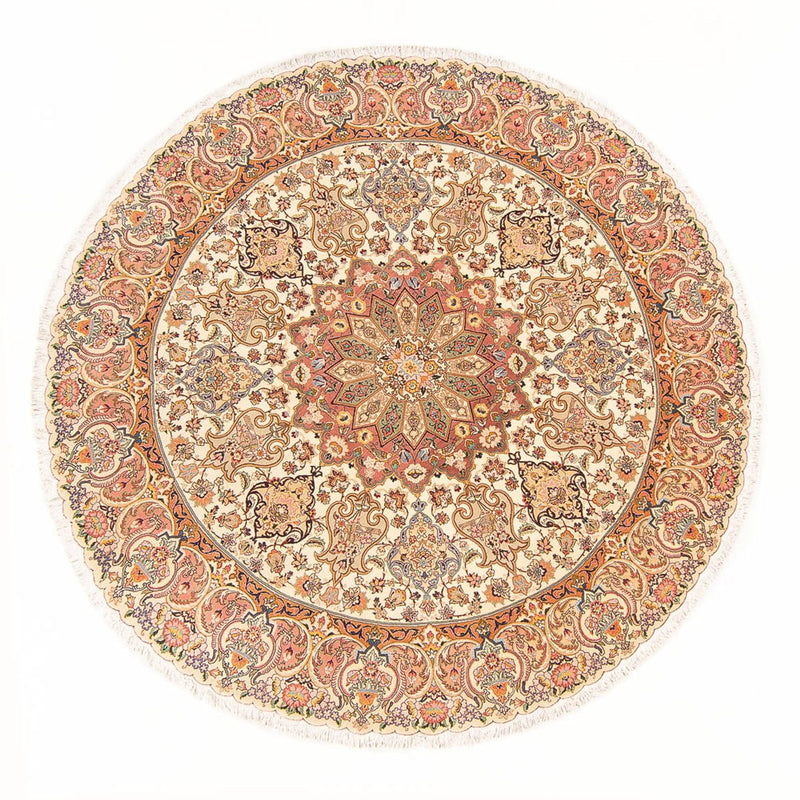 Alfombra Persa - Tabriz - Real redondo  - 200 x 200 cm - crema