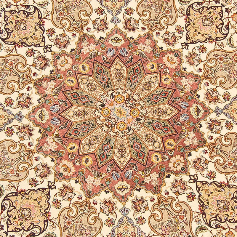 Alfombra Persa - Tabriz - Real redondo  - 200 x 200 cm - crema