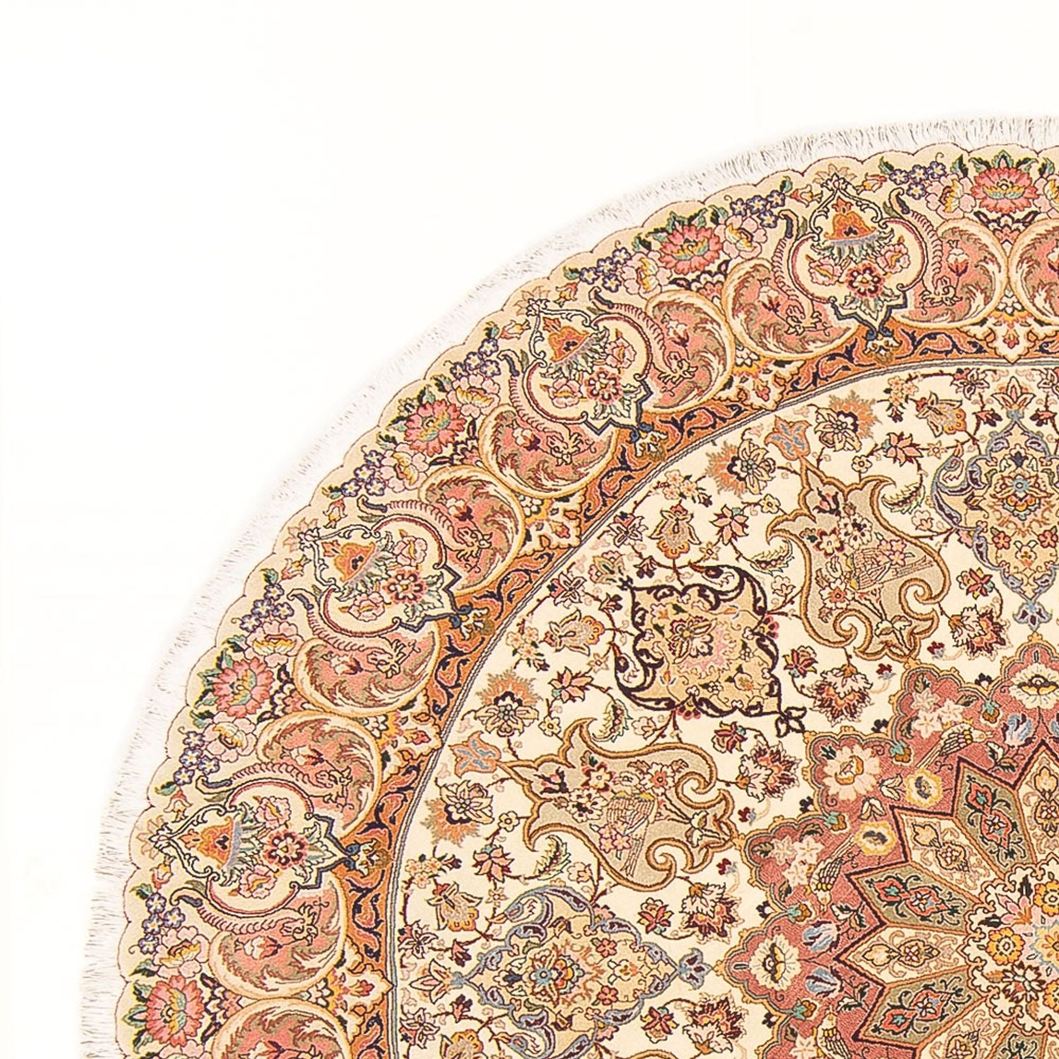 Alfombra Persa - Tabriz - Real redondo  - 200 x 200 cm - crema
