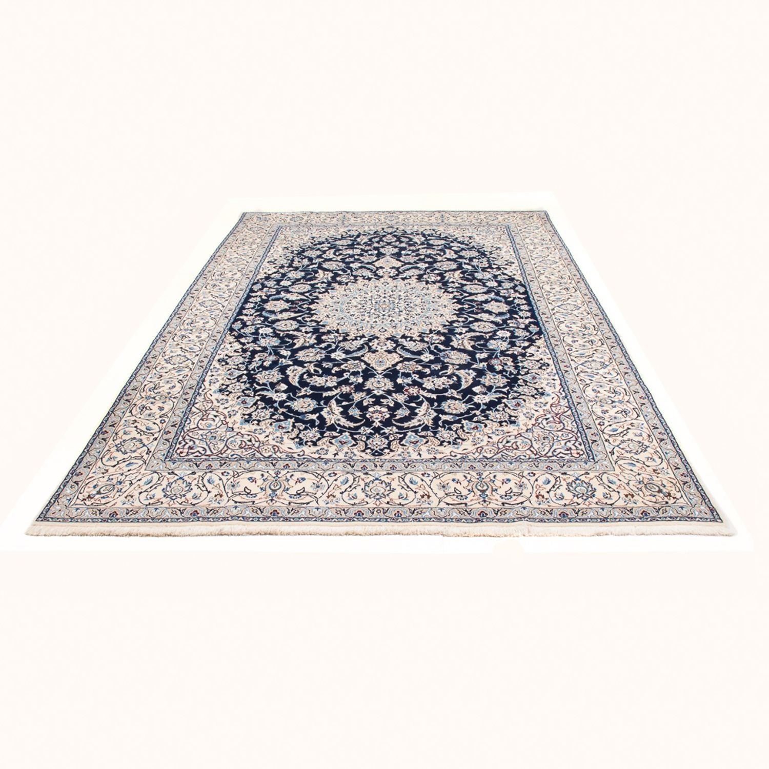 Alfombra persa - Nain - 304 x 200 cm - azul oscuro