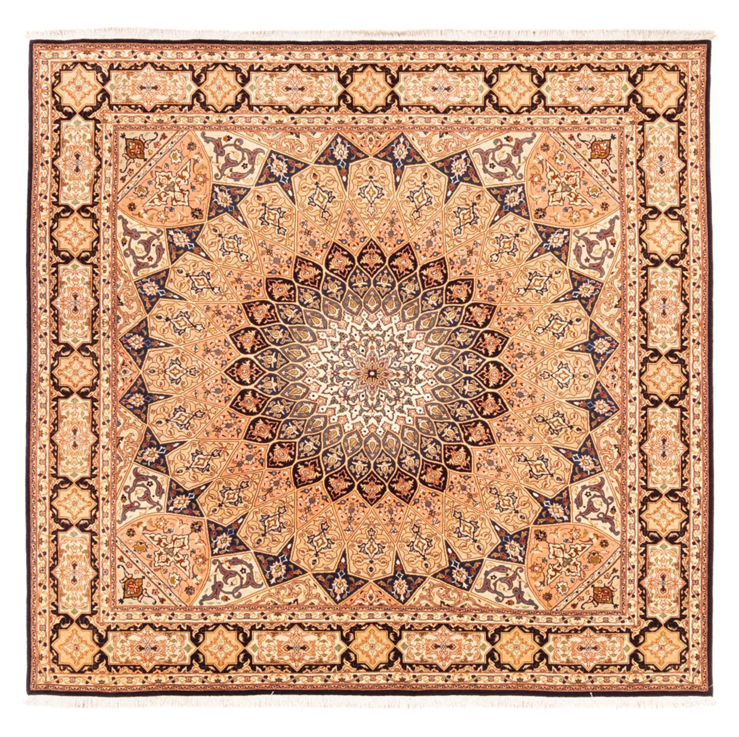 Alfombra Persa - Tabriz - Real cuadrado  - 200 x 200 cm - beige claro