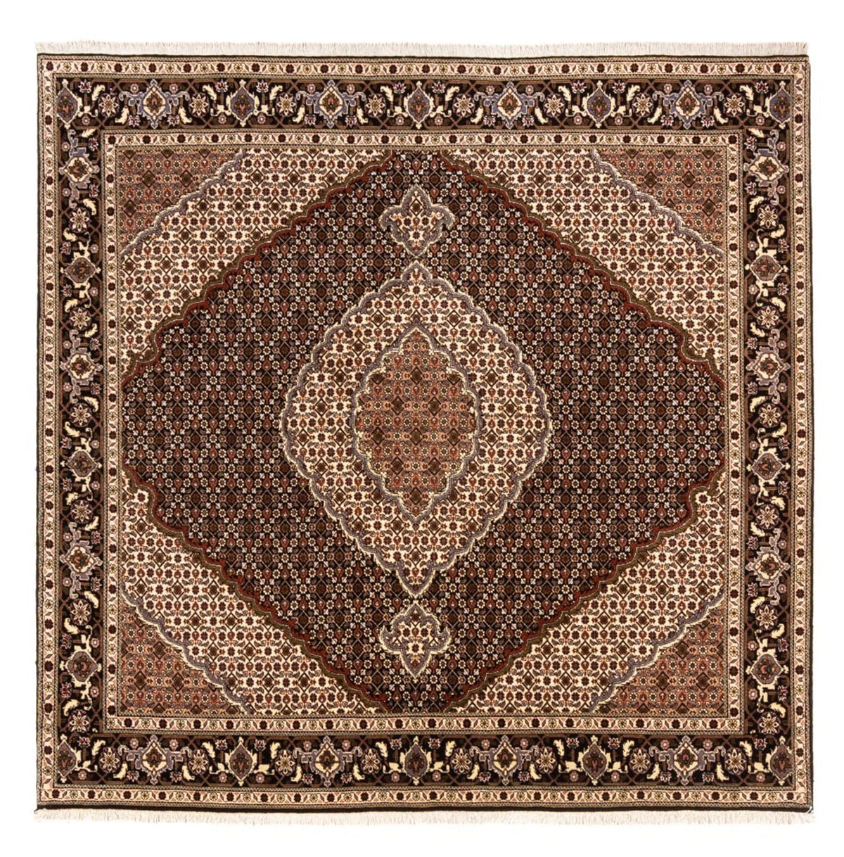 Alfombra Persa - Tabriz - Real cuadrado  - 203 x 198 cm - beige oscuro