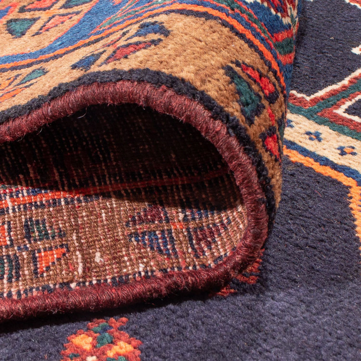 Alfombra de pasillo Alfombra persa - Nómada - 380 x 153 cm - azul oscuro