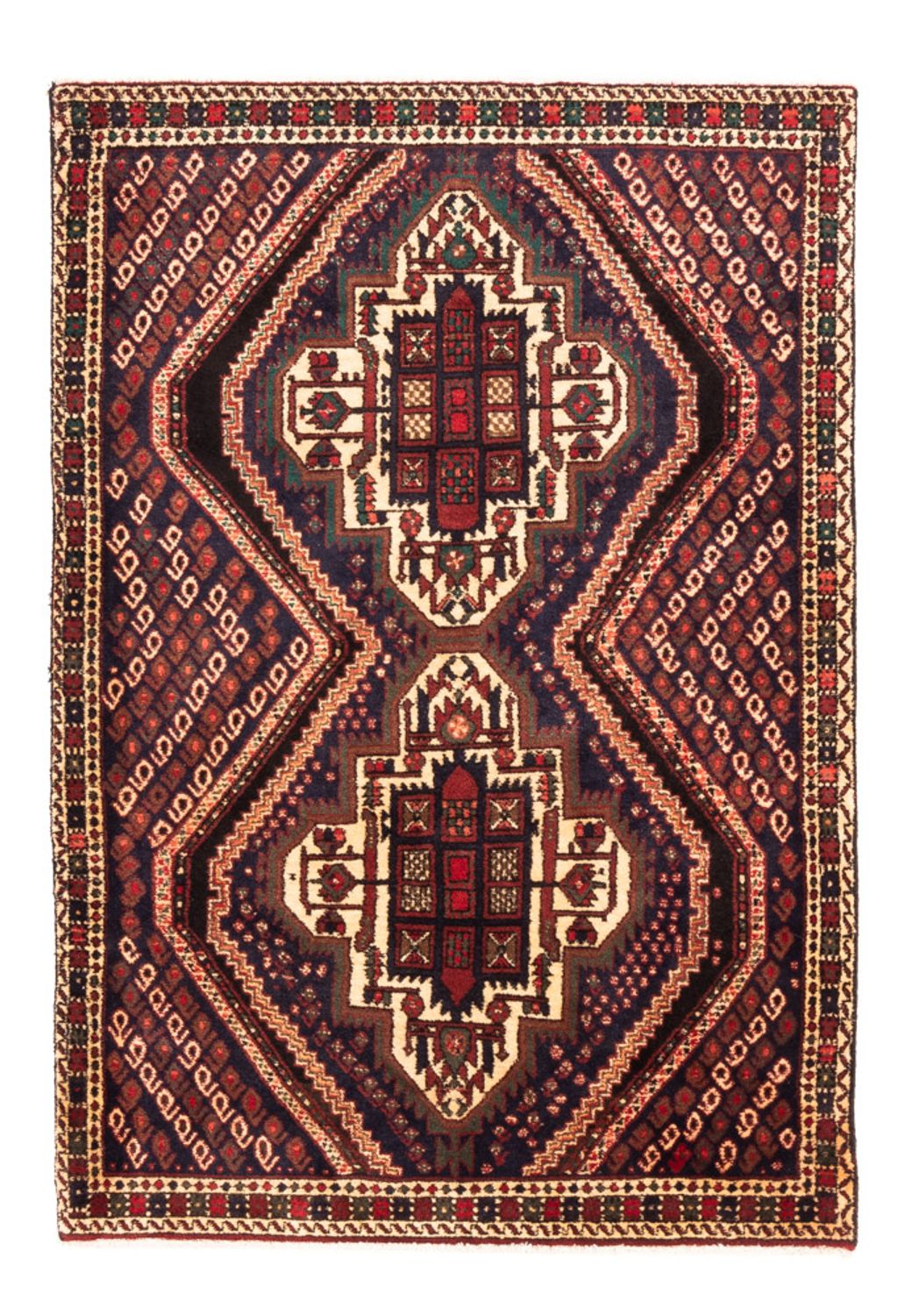 Alfombra persa - Nómada - 150 x 108 cm - rojo burdeos
