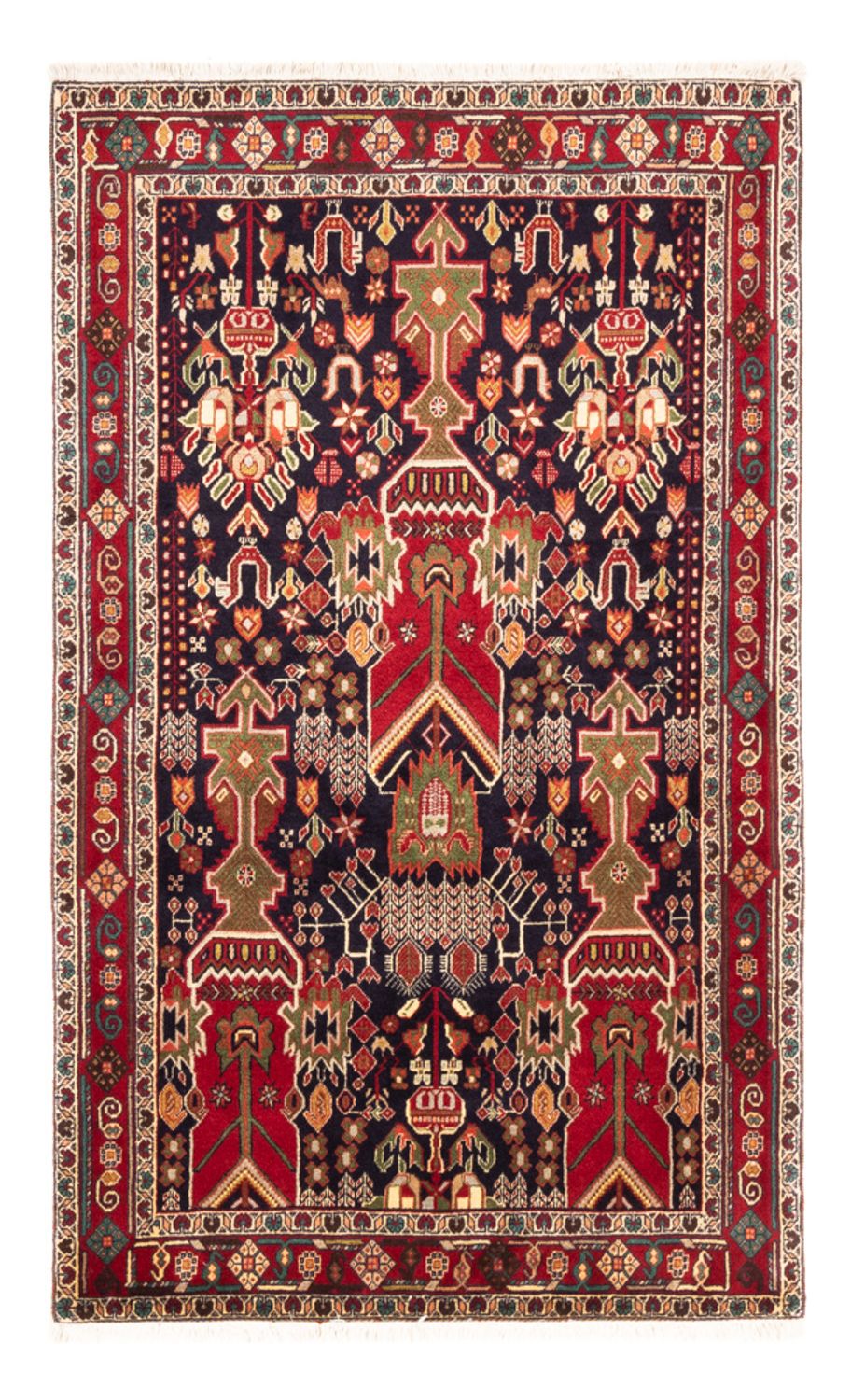 Alfombra persa - Nómada - 155 x 100 cm - rojo burdeos