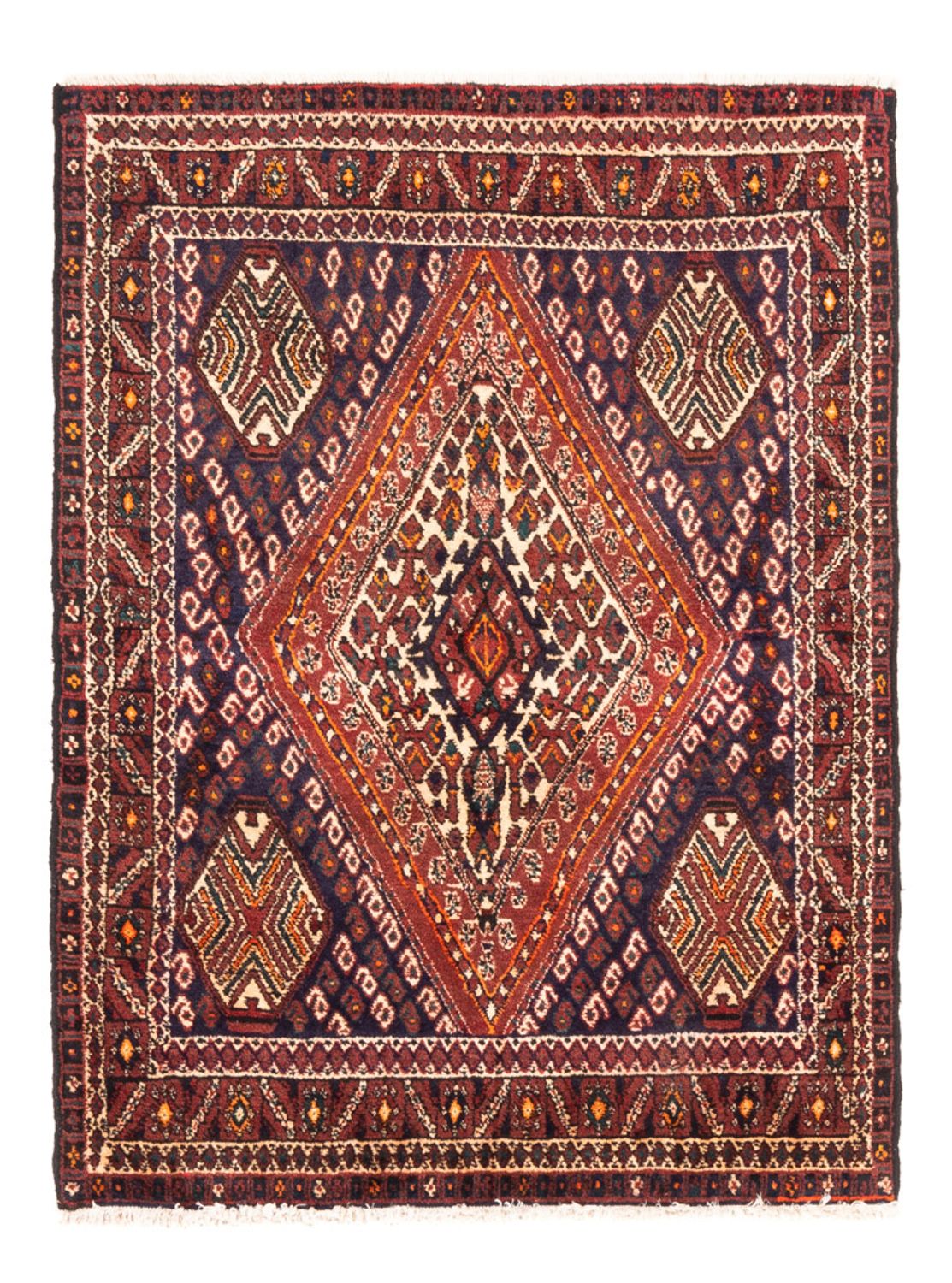 Alfombra persa - Nómada - 127 x 98 cm - rojo burdeos