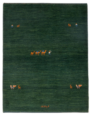 Alfombra Gabbeh - Persa - 151 x 104 cm - verde oscuro