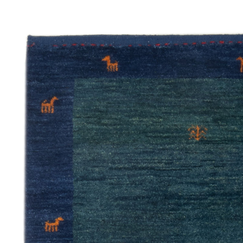 Alfombra Gabbeh - Persa - 139 x 100 cm - azul petróleo
