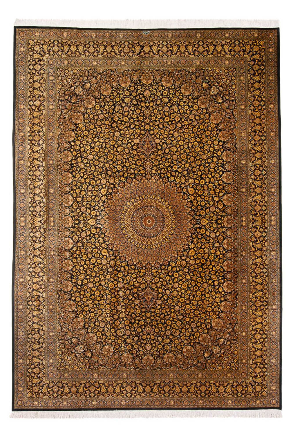Alfombra de seda - Ghom Seda - Prima - 353 x 242 cm - negro
