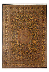 Alfombra de seda - Ghom Seda - Prima - 353 x 242 cm - negro