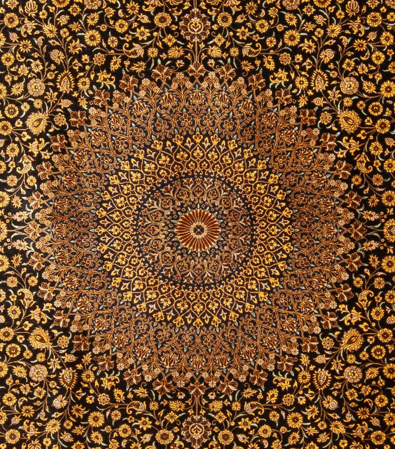 Alfombra de seda - Ghom Seda - Prima - 353 x 242 cm - negro