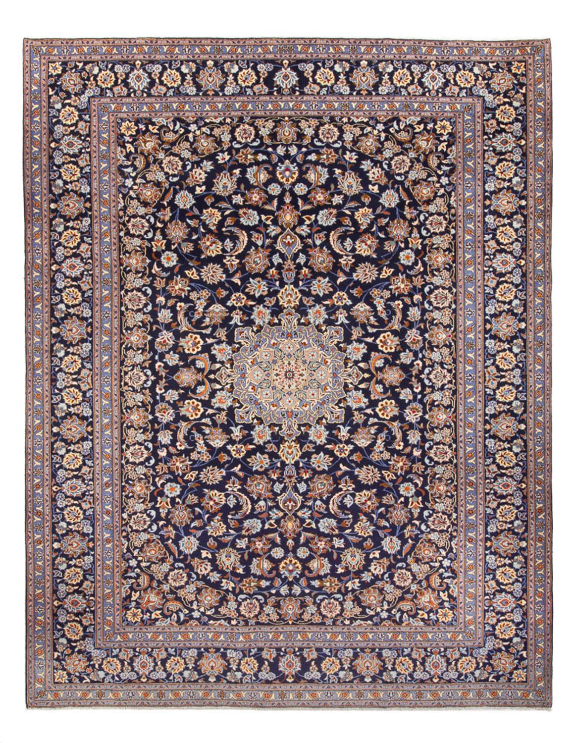 Alfombra persa - Keshan - 395 x 292 cm - azul oscuro
