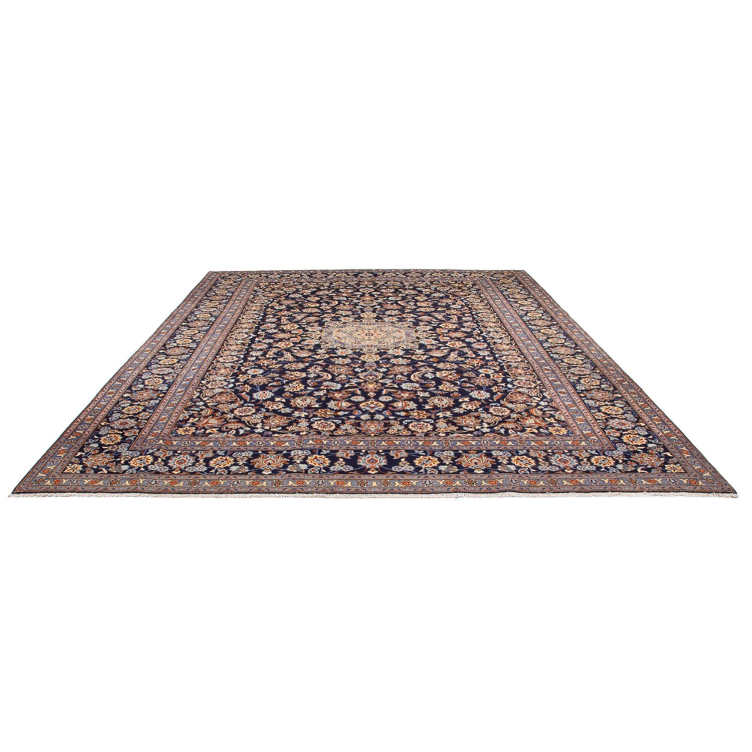 Alfombra persa - Keshan - 395 x 292 cm - azul oscuro