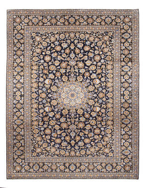 Alfombra persa - Keshan - 390 x 295 cm - azul oscuro