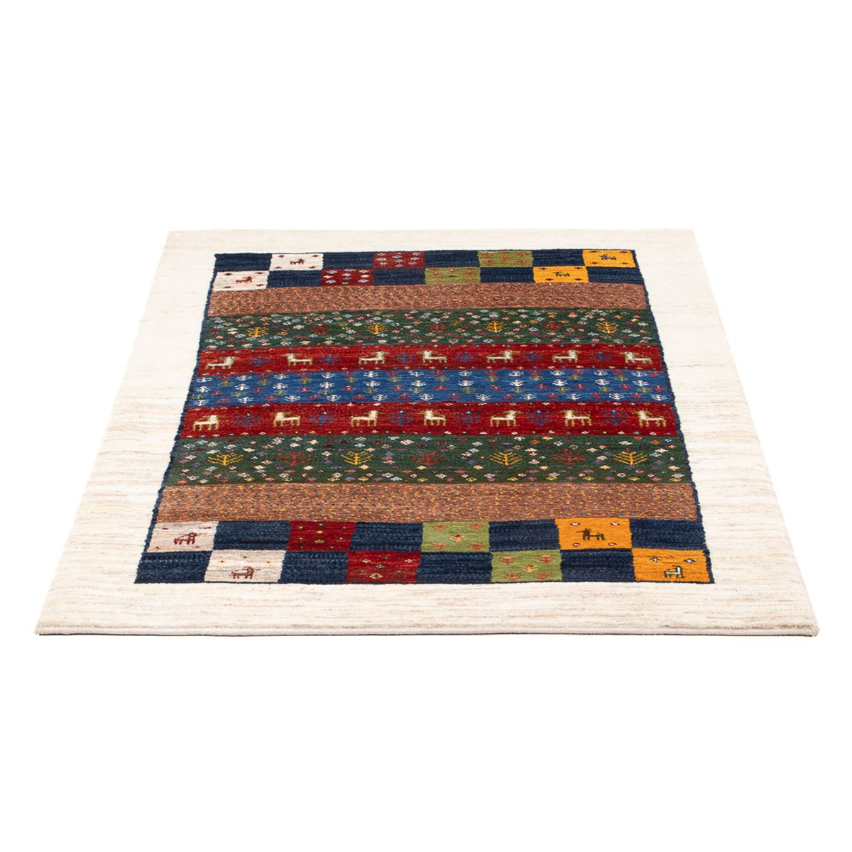 Alfombra Gabbeh - Loribaft Persa - 131 x 86 cm - multicolor