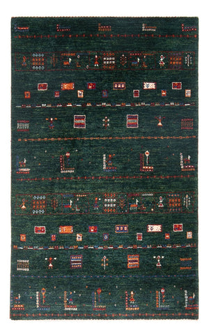 Alfombra Gabbeh - Loribaft Persa - 136 x 85 cm - verde oscuro
