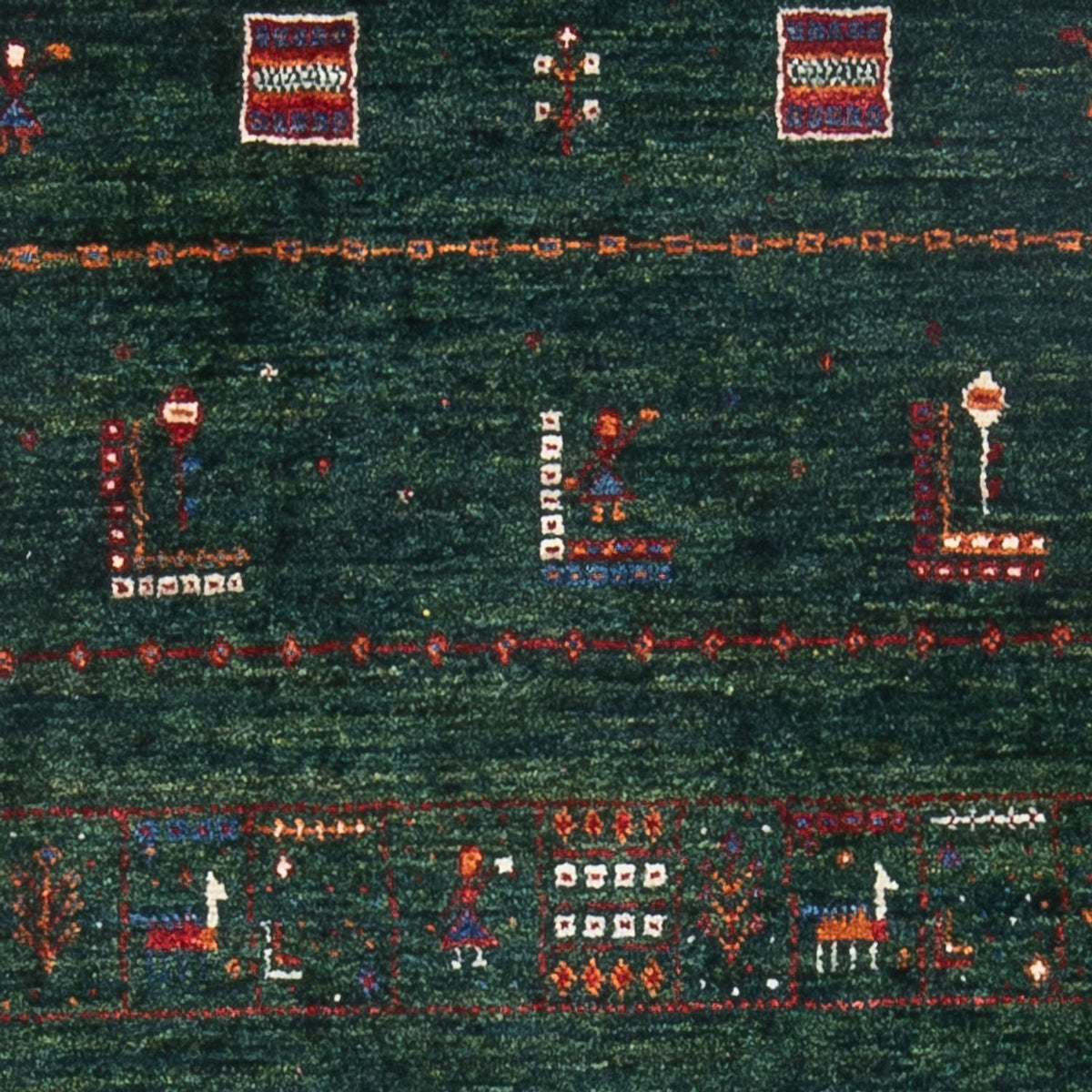 Alfombra Gabbeh - Loribaft Persa - 136 x 85 cm - verde oscuro