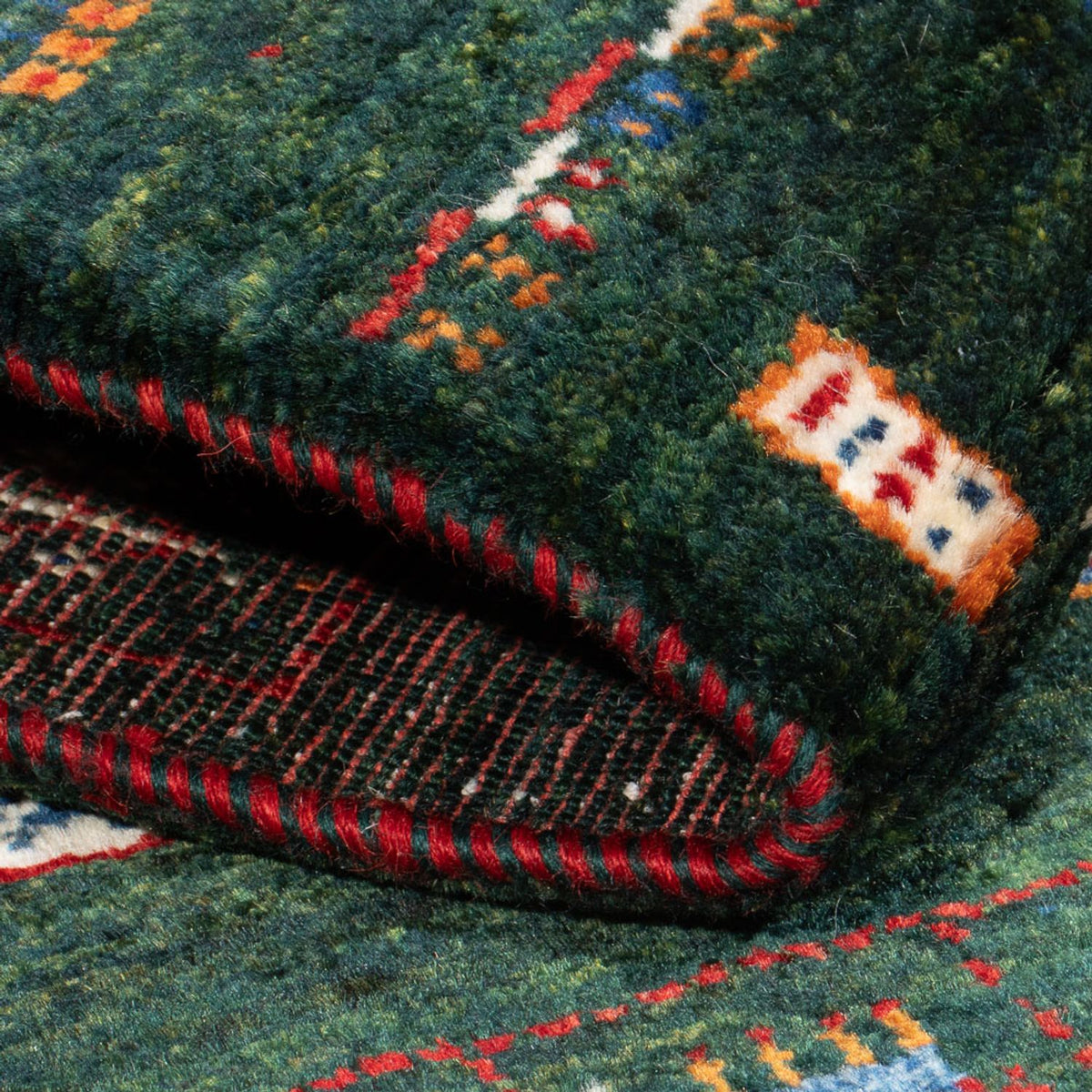 Alfombra Gabbeh - Loribaft Persa - 136 x 85 cm - verde oscuro