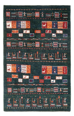 Alfombra Gabbeh - Loribaft Persa - 135 x 85 cm - verde oscuro