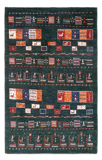 Alfombra Gabbeh - Loribaft Persa - 135 x 85 cm - verde oscuro