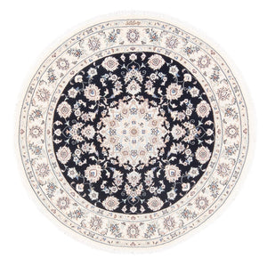 Alfombra Persa - Nain - Prima redondo  - 105 x 104 cm - azul oscuro