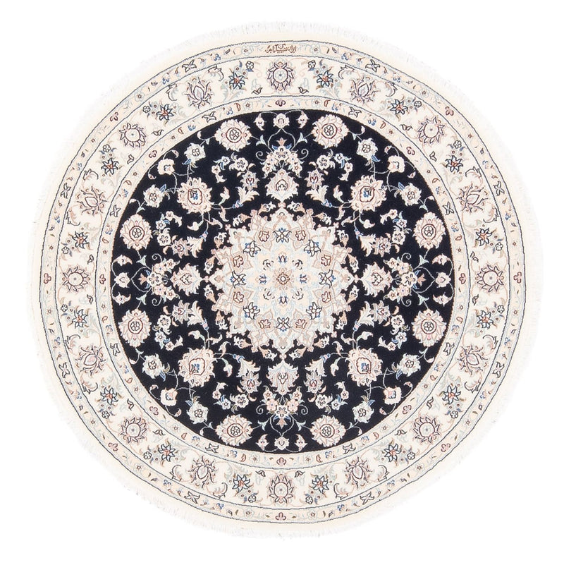 Alfombra Persa - Nain - Prima redondo  - 105 x 104 cm - azul oscuro