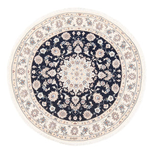 Alfombra Persa - Nain - Prima redondo  - 111 x 105 cm - azul oscuro