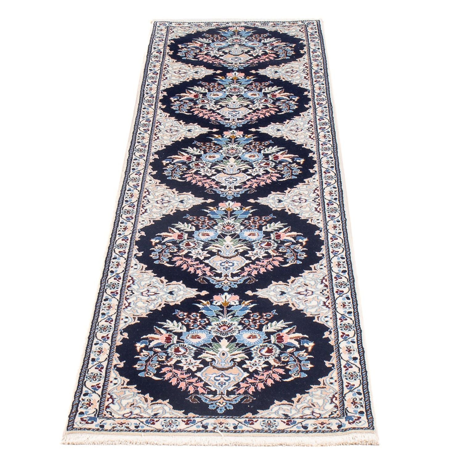 Alfombra de pasillo Alfombra Persa - Nain - Prima - 202 x 46 cm - azul oscuro
