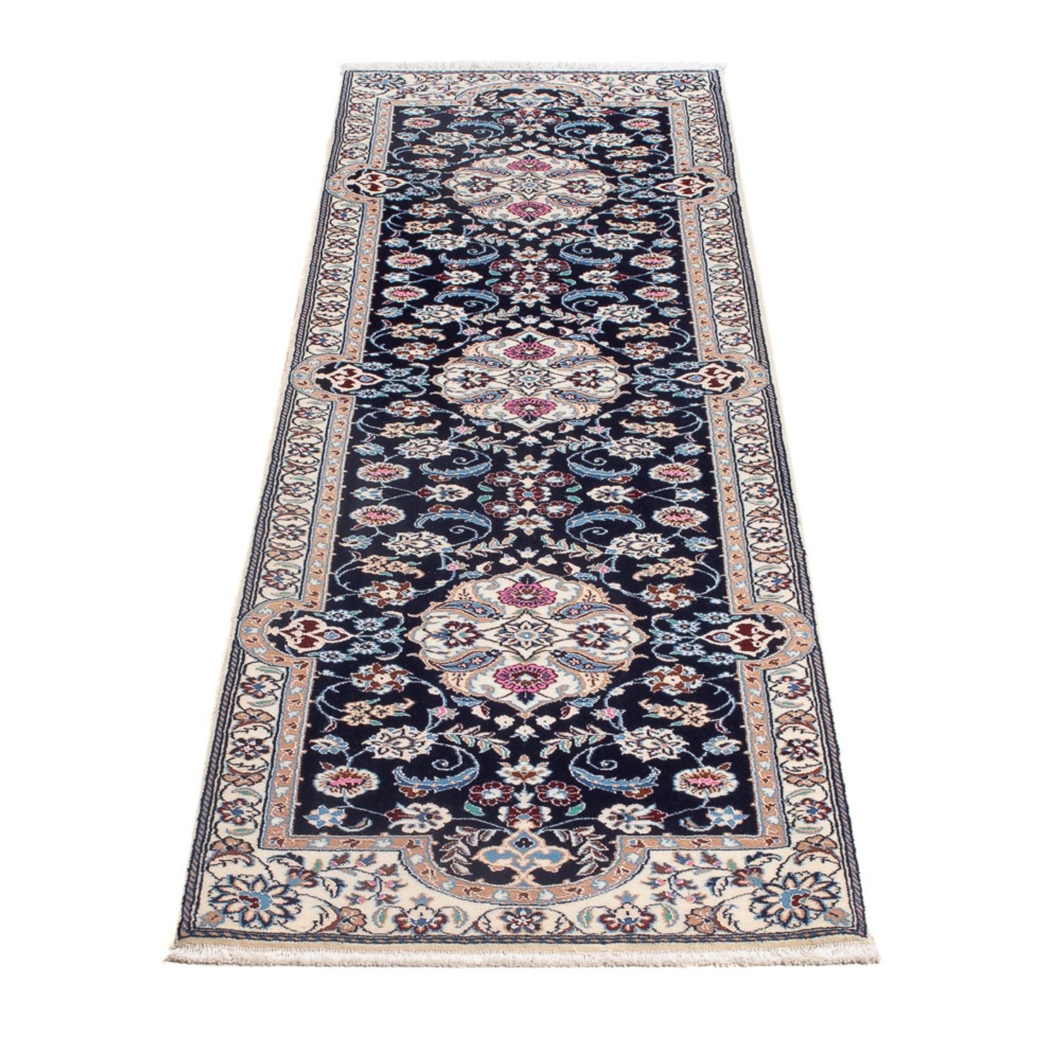 Alfombra de pasillo Alfombra Persa - Nain - Prima - 196 x 50 cm - azul oscuro
