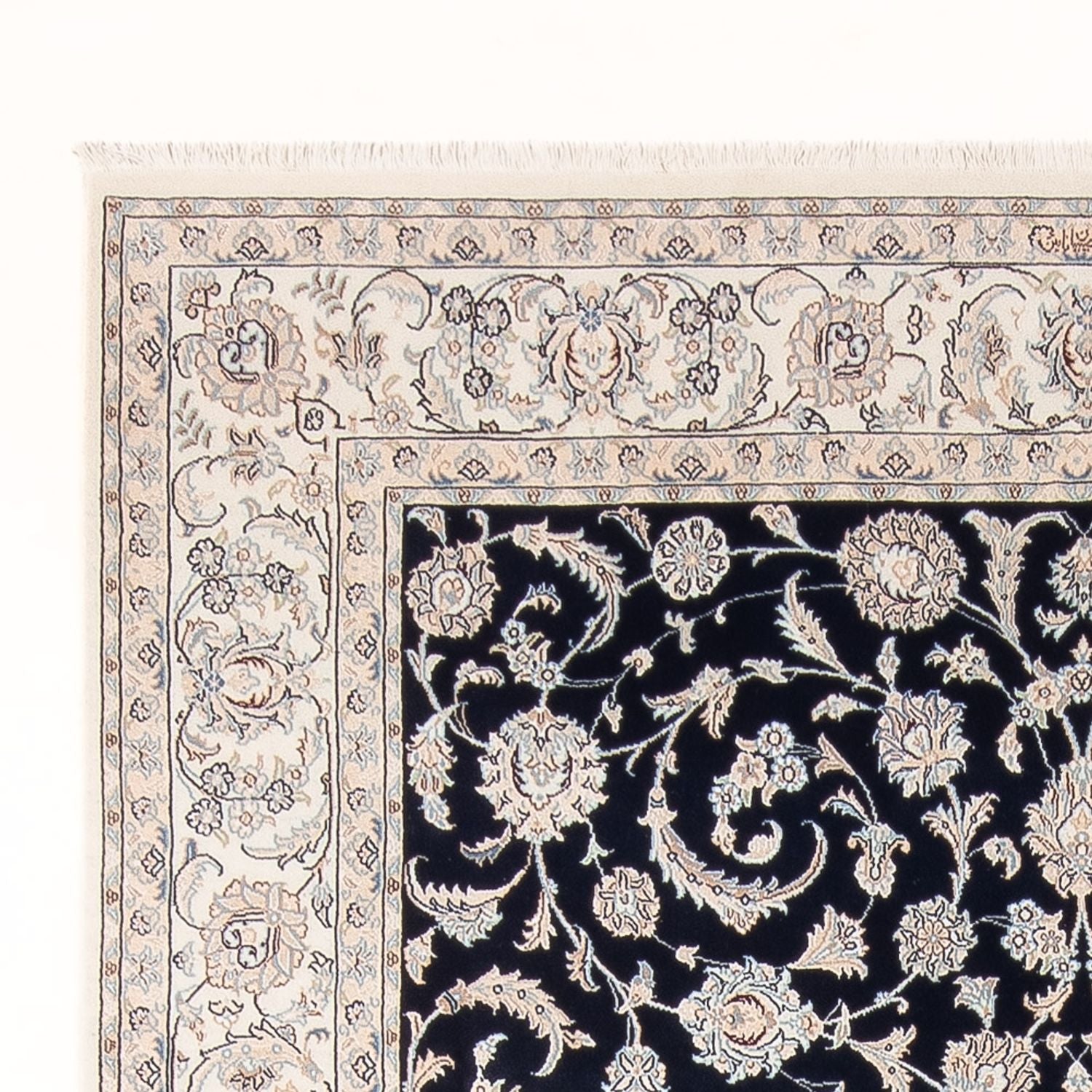 Alfombra Persa - Nain - Prima - 294 x 198 cm - azul oscuro