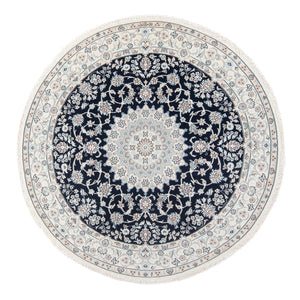 Alfombra Persa - Nain - Prima redondo  - 150 x 150 cm - azul oscuro