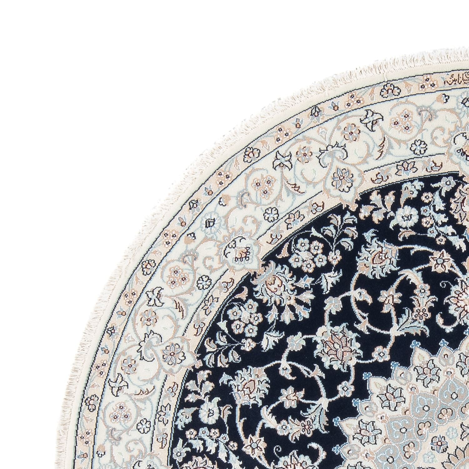 Alfombra Persa - Nain - Prima redondo  - 150 x 150 cm - azul oscuro