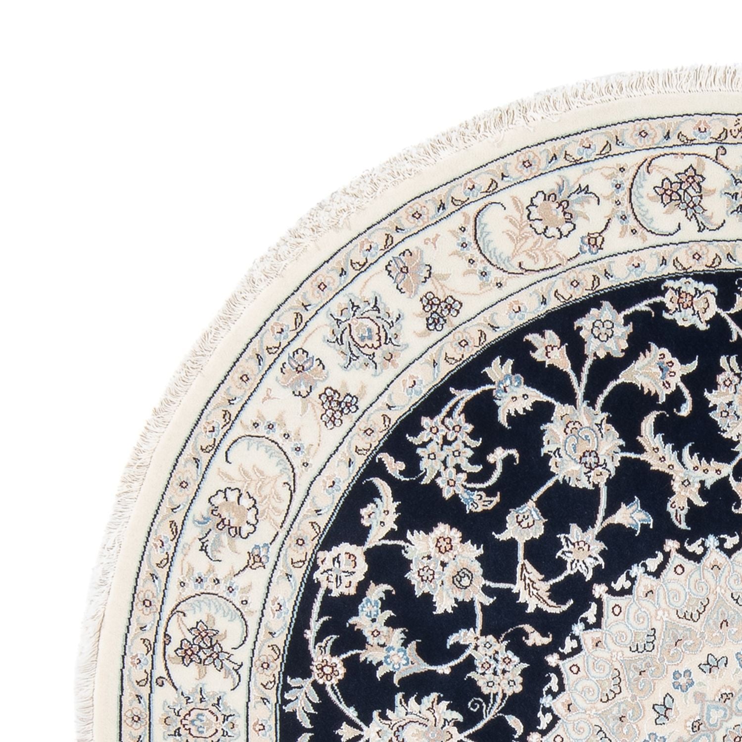 Alfombra Persa - Nain - Prima redondo  - 150 x 150 cm - azul oscuro